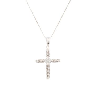 Forever Diamonds Vintage Diamond Cross in 14kt White Gold