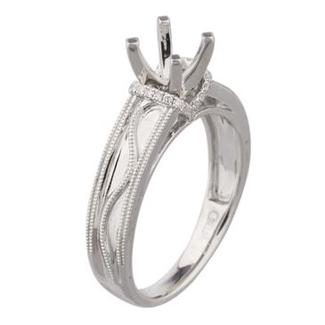 Forever Diamonds Vintage Diamond Engagement Ring Setting in 18kt White Gold
