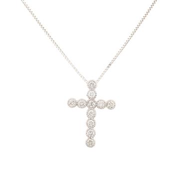 Forever Diamonds Vintage Round Diamond Cross in 14kt White Gold