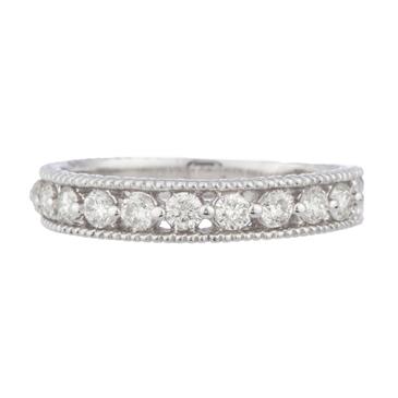 Forever Diamonds Vintage Round Diamond Wedding Band in 14kt White Gold