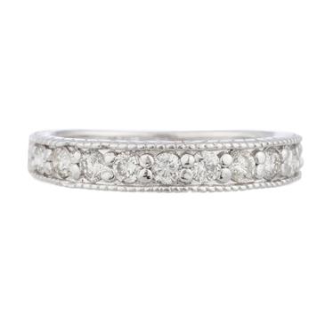 Forever Diamonds Vintage Round Diamond Wedding Band in 14kt White Gold