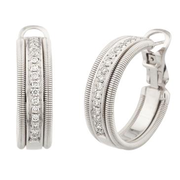 Forever Diamonds Vintage Style Diamond Hoop Earrings in 14kt White Gold