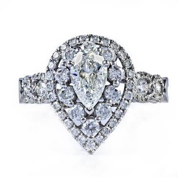 A.S White Gold Pear Center Diamond Fancy Engagement Ring