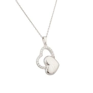 Forever Diamonds Joined White Hearts Pendant in Sterling Silver