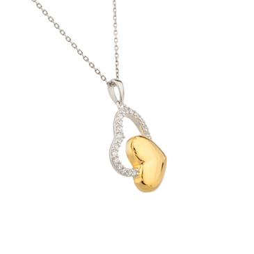 Forever Diamonds Joined Yellow Hearts Pendant in Sterling Silver