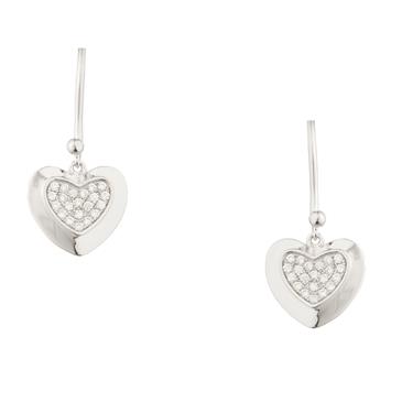 Forever Diamonds White Sapphire Heart Earrings in Sterling Silver