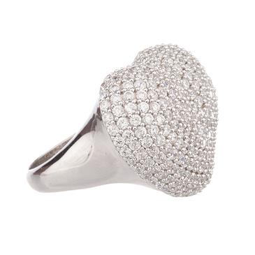 Forever Diamonds White Sapphire Puffy Heart Ring in Sterling Silver