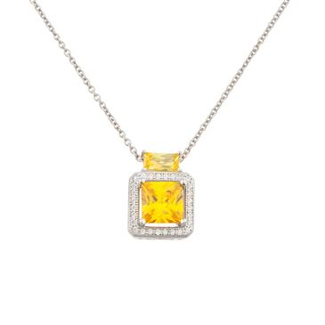 Forever Diamonds Yellow Colored Stone Pendant in Sterling Silver