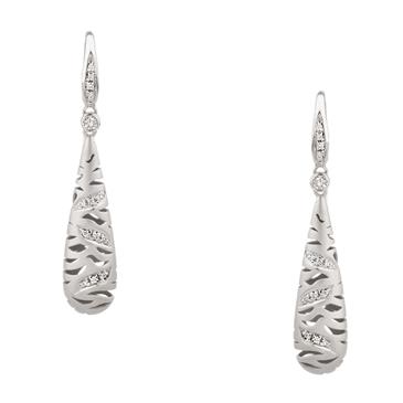 Forever Diamonds Zebra Stripes Diamond Earrings in 14kt White Gold