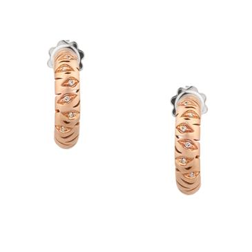 Forever Diamonds Tiger Stripes Diamond "J" Earrings in 14kt Rose Gold