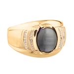 "Cats Eye" Ring with Accent Diamonds in 10kt Gold