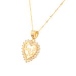 "I love Mom" CZ Heart Pendant in 14kt Gold 