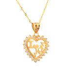 Forever Diamonds "I love Mom" CZ Heart Pendant in 14kt Gold 
