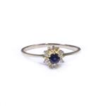 Blue Sapphire Accent Diamond Ring in 14kt Gold