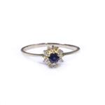 Forever Diamonds Blue Sapphire Accent Diamond Ring in 14kt Gold