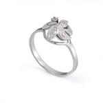 Antique Diamond Leaf Ring in 14kt White Gold