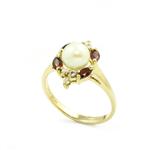 Ruby and Pearl Diamond Ring in 14kt Gold