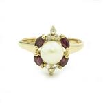 Forever Diamonds Ruby and Pearl Diamond Ring in 14kt Gold