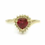 Heart Shape Ruby Diamond Ring in 14kt Gold