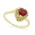 Heart Shape Ruby Diamond Ring in 14kt Gold