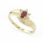 Diamond Halo Ruby Ring in 14kt Gold