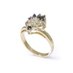 Diamond Sapphire Cluster Ring in 14kt Gold