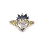 Diamond Sapphire Cluster Ring in 14kt Gold