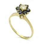 Sapphire and Diamond Flower Ring in 14kt Gold