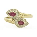 Diamond Twin Ruby Ring in 14kt Gold