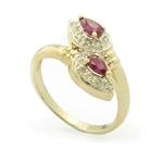 Diamond Twin Ruby Ring in 14kt Gold
