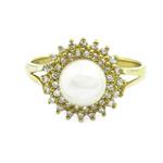 Pearl in a Diamond Halo Ring in 14kt Gold