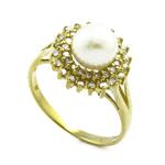 Pearl in a Diamond Halo Ring in 14kt Gold