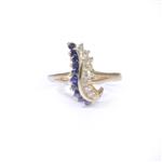 Forever Diamonds Diamond Sapphire Feather Ring in 14kt Gold