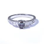 Antique Alexandrite Diamond Ring in 18kt White Gold 