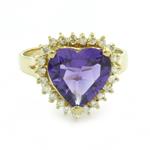 Diamond Halo Amethyst Heart Ring in 14kt Gold