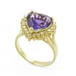 Diamond Halo Amethyst Heart Ring in 14kt Gold