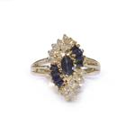 Diamond Sapphire Blossom Ring in 14kt Gold