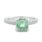 Natural Emerald Diamond Ring in 18kt White Gold 