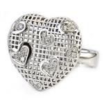 Diamond Puffy Heart Ring in 14kt White Gold