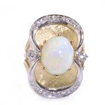Fancy Opal Diamond Ring in 14kt Two-Tone Gold