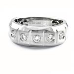 Five Stone Men's Diamond Wedding Band in 14kt White Gold