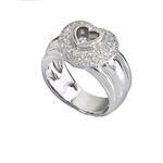Floating Diamond In a Heart Ring in 14kt White Gold