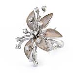 Diamond Enamel Flower Petals Ring in 14kt White Gold