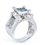 Enhanced Blue and White Diamond Engagement Ring in 10kt White Gold