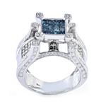 Enhanced Blue and White Diamond Engagement Ring in 10kt White Gold