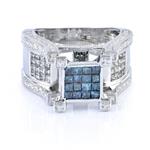 Enhanced Blue and White Diamond Engagement Ring in 10kt White Gold