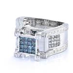 Enhanced Blue and White Diamond Engagement Ring in 10kt White Gold