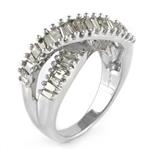 Baguette Diamond Cross-Over Ring in 14kt White Gold