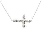 Forever Diamonds "Sideways" Diamond Cross in 14kt White Gold