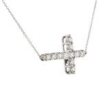 "Sideways" Diamond Cross in 14kt White Gold